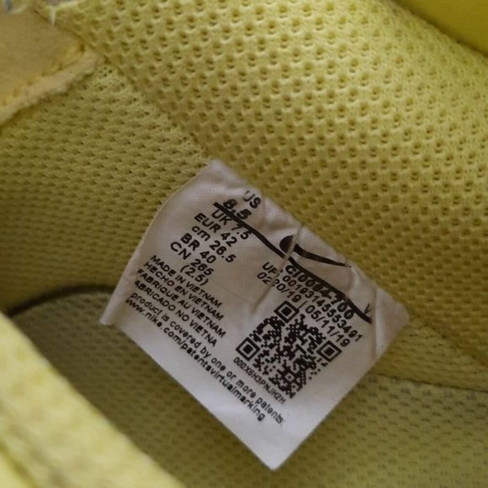Nike Air Force 1 Yellow Neon Removable Swish Low Top Mens Sneakers Size 8.5 - Picture 8 of 16